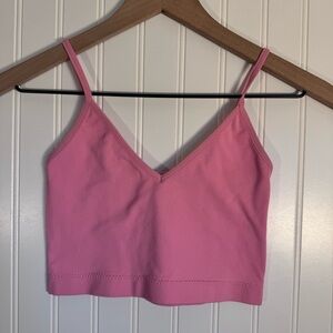 Garage Sofi Seamless V-Neck Cropped Cami Tank Bubblegum Pink Women’s Size Small